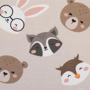 Preview: Baumwolljersey Gary mit Tierköpfen gestreut in Beige